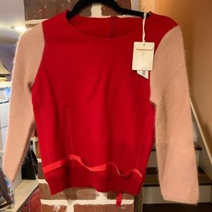 Color block red and pink Italian sweater